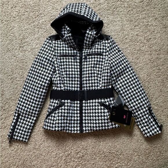 Goldbergh Galaxy Printed Ski Jacket HIDA Belted Jacket NWT US 6 Houndstooth - Picture 6 of 13